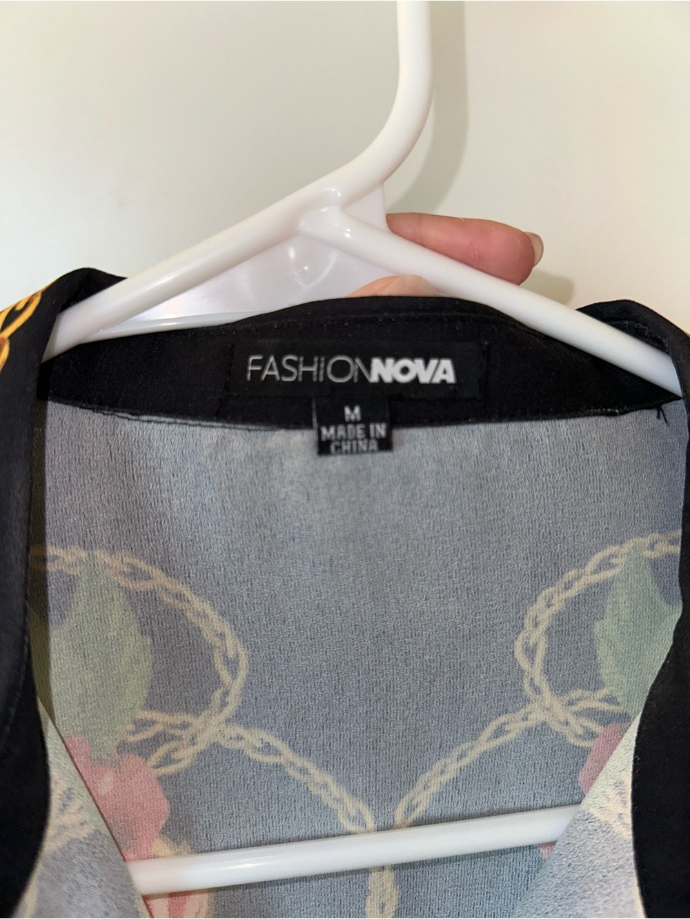 Fashion Nova Black Mini Dress with Red Rose & Gold Chain Print - Picture 3 of 3